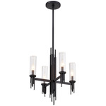 Torres Chandelier - Matte Black / Clear Ribbed