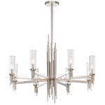 Torres Chandelier - Polished Nickel / Clear Ribbed