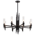 Torres Chandelier - Matte Black / Clear Ribbed