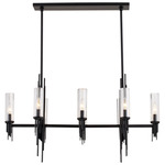 Torres Linear Pendant - Matte Black / Clear Ribbed