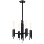 Torres Chandelier - Matte Black / Clear Ribbed