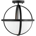 Alturas Semi Flush Ceiling Light - Midnight Black / Etched White