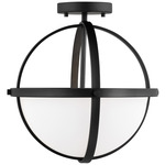 Alturas Semi Flush Ceiling Light - Midnight Black / Etched White