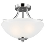 Geary Chrome Convertible Semi Flush Light / Pendant - Chrome / Satin Etched