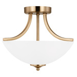 Geary Convertible Semi Flush Light / Pendant - Satin Brass / Satin Etched