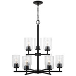 Oslo Seeded Chandelier - Midnight Black / Clear Seeded