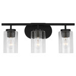 Oslo Seeded Bathroom Vanity Light - Midnight Black / Clear Seeded