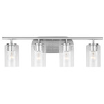 Oslo Seeded Bathroom Vanity Light - Brushed Nickel / Clear Seeded