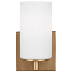 Zire Wall Sconce - Satin Brass / Etched Glass