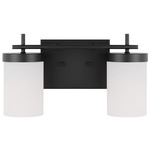 Zire Bathroom Vanity Light - Midnight Black / Etched Glass