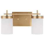 Zire Bathroom Vanity Light - Satin Brass / Etched Glass