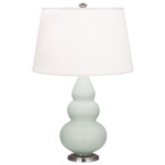 Triple Gourd Small Table Lamp - Matte Celadon / Pearl Dupioni