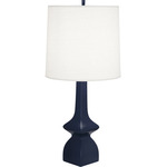Jasmine Table Lamp - Matte Midnight Blue / Oyster Linen