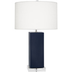 Harvey Table Lamp - Matte Midnight Blue / Oyster Linen