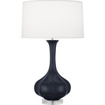 Pike Table Lamp - Matte Midnight Blue / Pearl Dupioni