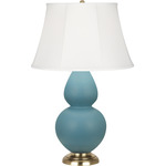 Double Gourd Table Lamp - Matte Steel Blue / Ivory Shade