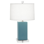 Harvey Table Lamp - Matte Steel Blue / Oyster Linen