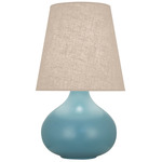June Table Lamp - Matte Steel Blue / Buff Linen