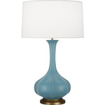 Pike Table Lamp - Matte Steel Blue / Pearl Dupioni