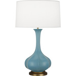 Pike Table Lamp - Matte Steel Blue / Pearl Dupioni