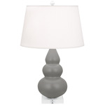 Triple Gourd Small Table Lamp - Matte Smoky Taupe / Pearl Dupioni