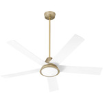 Temple Ceiling Fan - Aged Brass / White