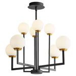 Bonzo Chandelier - Black / Aged Brass / Satin Opal