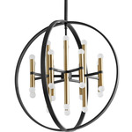 Nero Chandelier - Black / Aged Brass / Frosted
