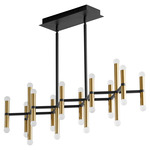 Nero Linear Chandelier - Black / Aged Brass / Frosted