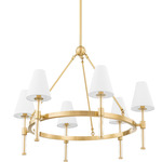 Janelle Chandelier - Aged Brass / White