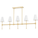 Janelle Linear Pendant - Aged Brass / White