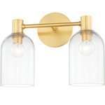 Paisley Bathroom Vanity Light - Aged Brass / Clear