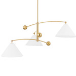 Birdie Chandelier - Aged Brass / White