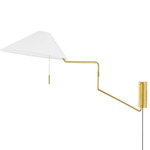 Aisa Plug-In Wall Sconce - Aged Brass / White
