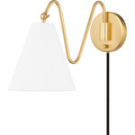 Onda Plug-In Wall Sconce - Aged Brass / White