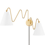Onda Plug-In Wall Sconce - Aged Brass / White