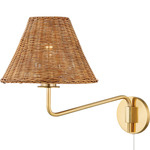 Issa Plug-In Wall Sconce - Aged Brass / Rattan