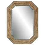 Siringo Wall Mirror - Distressed Wood / White Glass