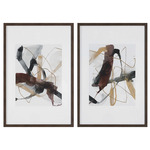 Burgundy Interjection Abstract Print Set of 2 - Walnut / Neutral Color Tones
