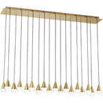 Cupola Linear Chandelier - Natural Brass / Crystal
