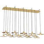 Eaves Linear Chandelier - Natural Brass / Clear