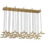 Eaves Linear Chandelier - Natural Brass / Clear