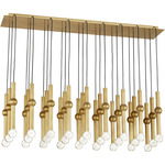 Guyed Linear Chandelier - Natural Brass