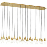 Turret Linear Chandelier - Natural Brass / Clear