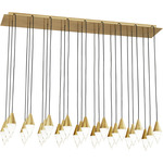 Turret Linear Chandelier - Natural Brass / Clear