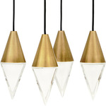 Turret Chandelier - Natural Brass