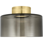 Manette Semi Flush Ceiling Light - Natural Brass / Transparent Smoke