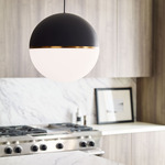 Akova Pendant - Matte Black / Aged Brass / White