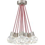 Kira Multi-Light Pendant - Satin Nickel / Red Cord