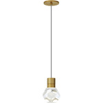 Kira Pendant - Natural Brass / Black/White Cord